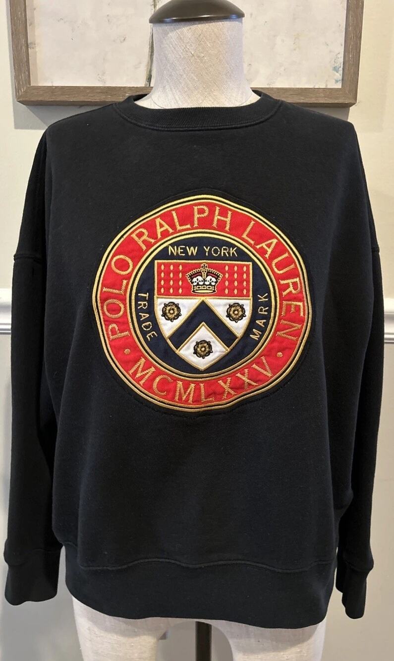 Polo's signature crest embroidered Sweatshirt womens small READ